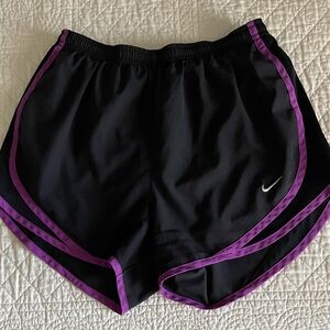 Nike Women's Black Shorts with Purple Trim